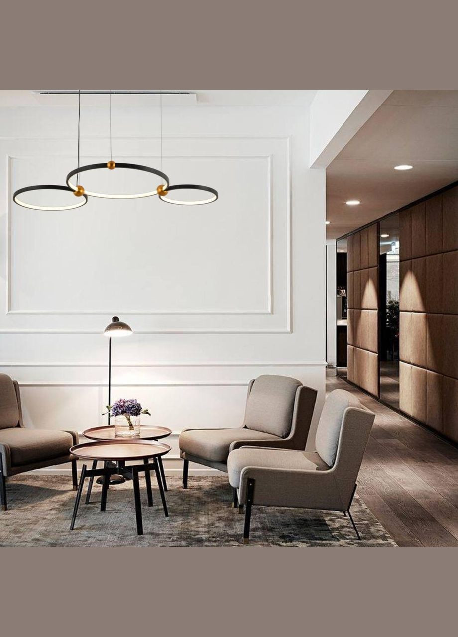 Черная тройная светодиодная подвесная люстра "Circle" 30+40+50см 50W (918-LP453-A 300+400+500MM) No Brand (370071829)