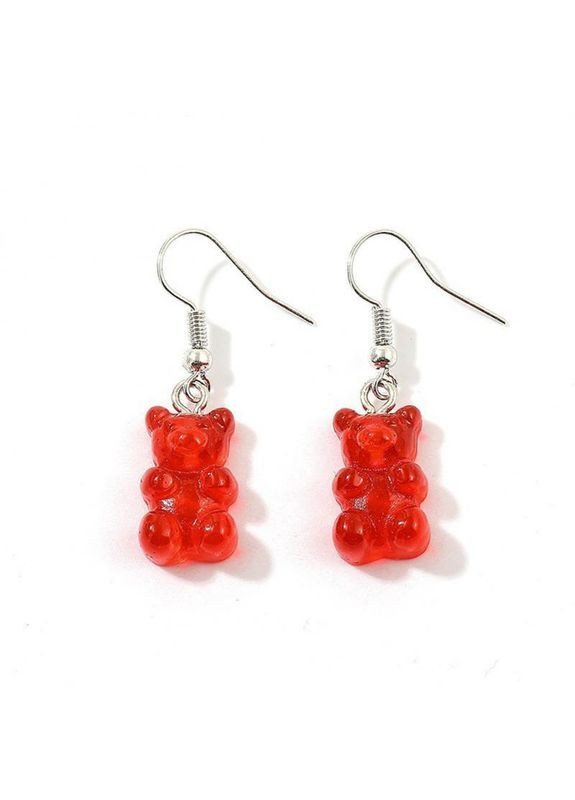 Жіночі сережки гачки у формі 3D сережки білі Желейні Ведмедики сріблясті Liresmina Jewelry (295440341)