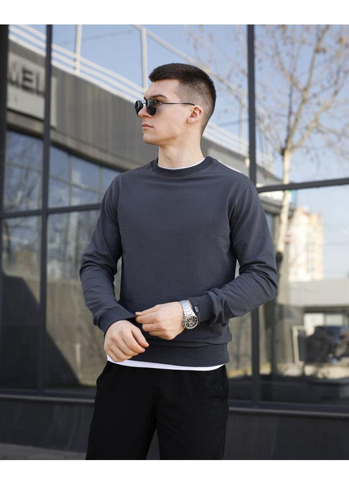 Графітовий базовий чоловічий світшот Vakko однотонний без декору (354229909)