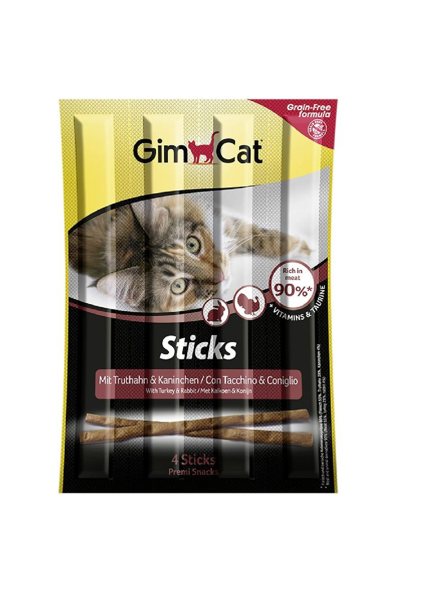Ласощі для кішок GimCat Sticks Turkey and Rabbit, 4 шт Gimpet (292258916)