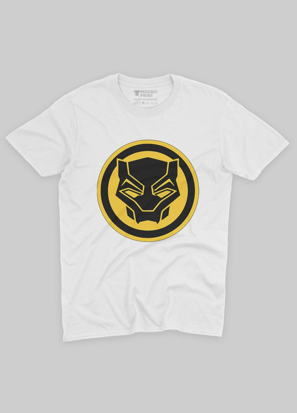Белая демисезонная футболка для мальчика с принтом супергероя - черная пантера (ts001-1-whi-006-027-004-b) Modno