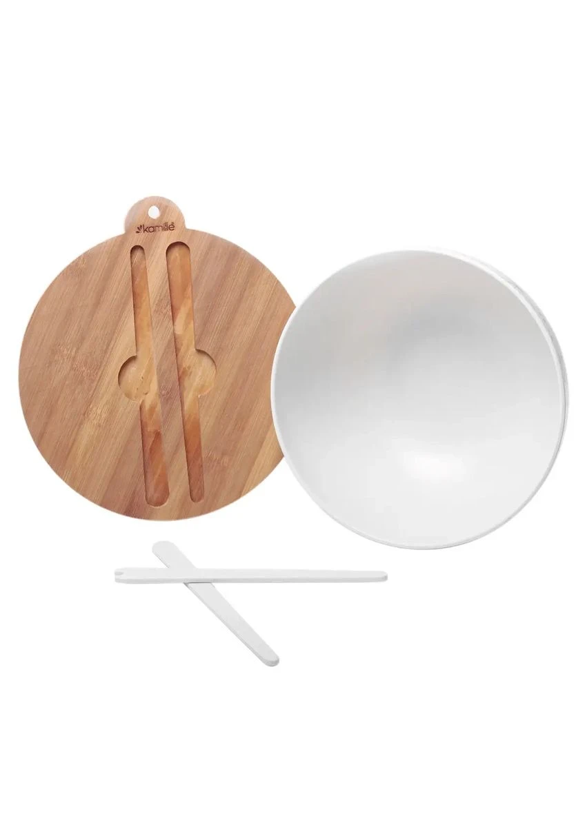 Миска бамбуковое волокно Ø24,5 см орнамент с крышкой и приборами Kamille (388420091)