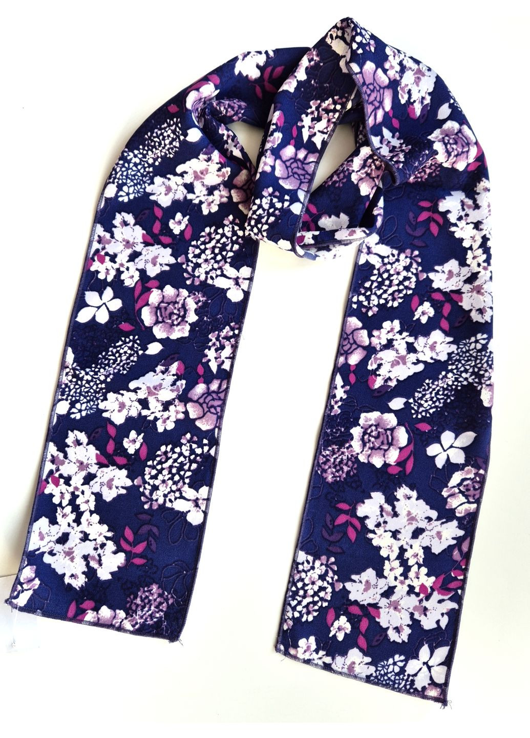 Шарф-смужка вузька в квітковий принт 140х12 см No Brand (322317522)