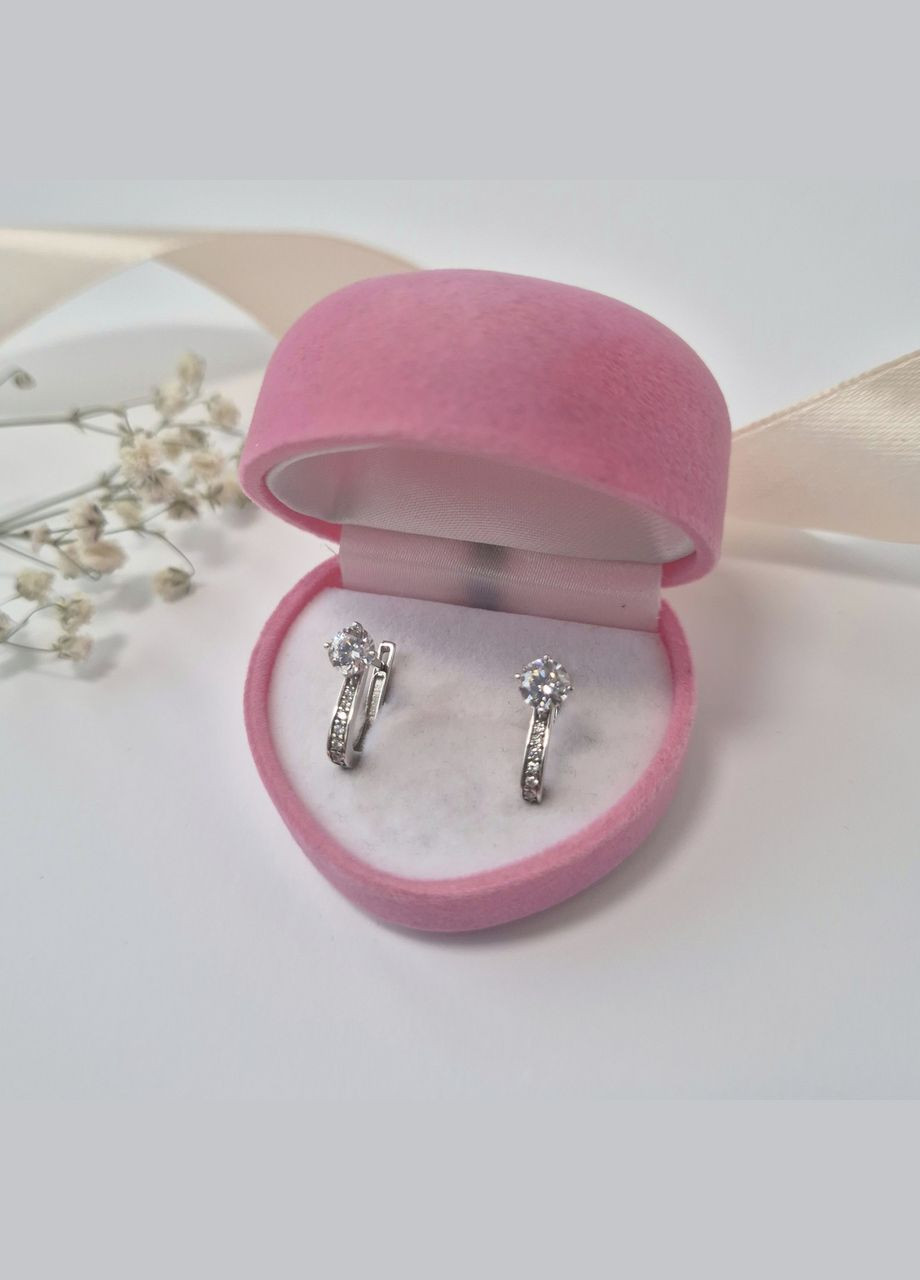 Серебряные серёжки серьги с Белыми камнями серебро 925 пробы Родированное 1239с 1.92г No Brand (331148479)