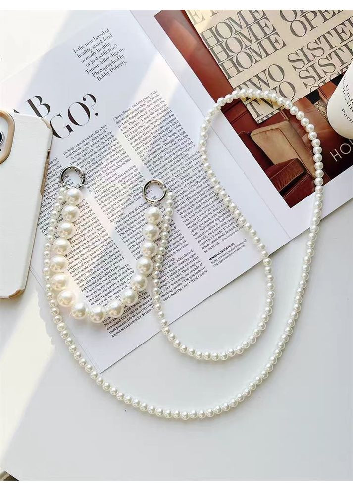 Сотуар 2 в 1 ремешок-шнур для телефона с бусинами имитацией жемчуга на шею, руку, через плечо No Brand (328958187)