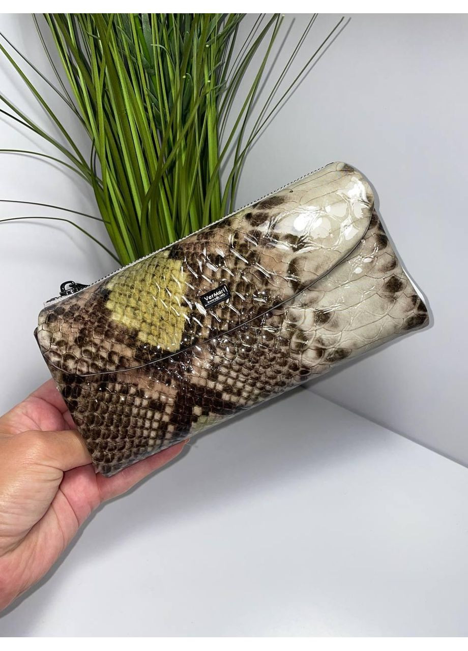Кожаный лаковый кошелек с принтом под питона Vermari (370381557)