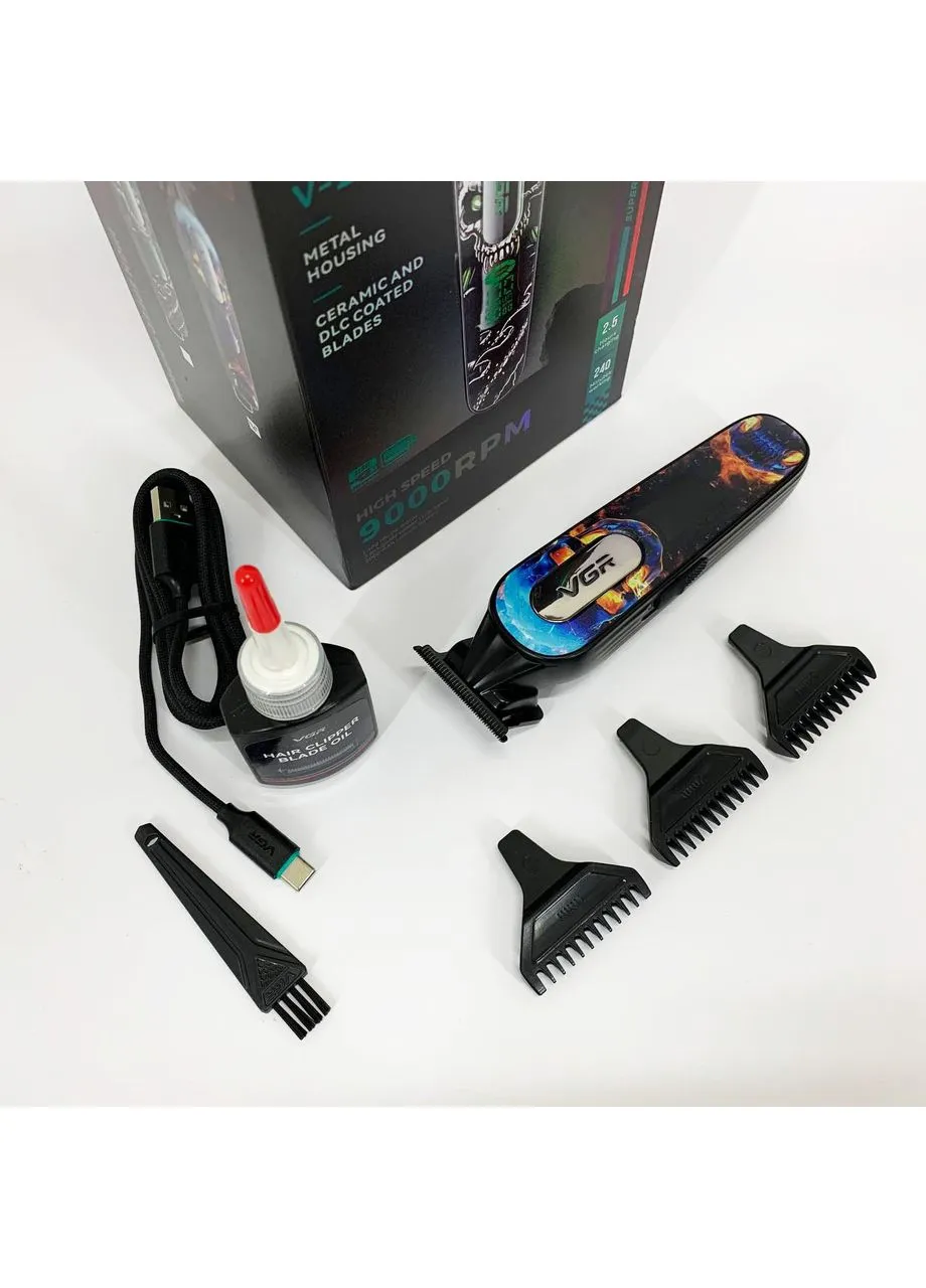 Тример акумуляторний для стрижки V-260 RED, 3 насадки, LED дисплей VGR (386149982)