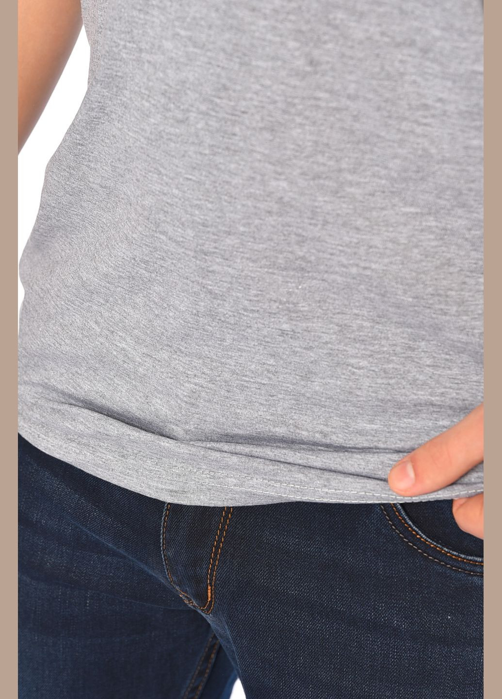 Майка чоловіча однотонна сірого кольору Let's Shop (315478760)