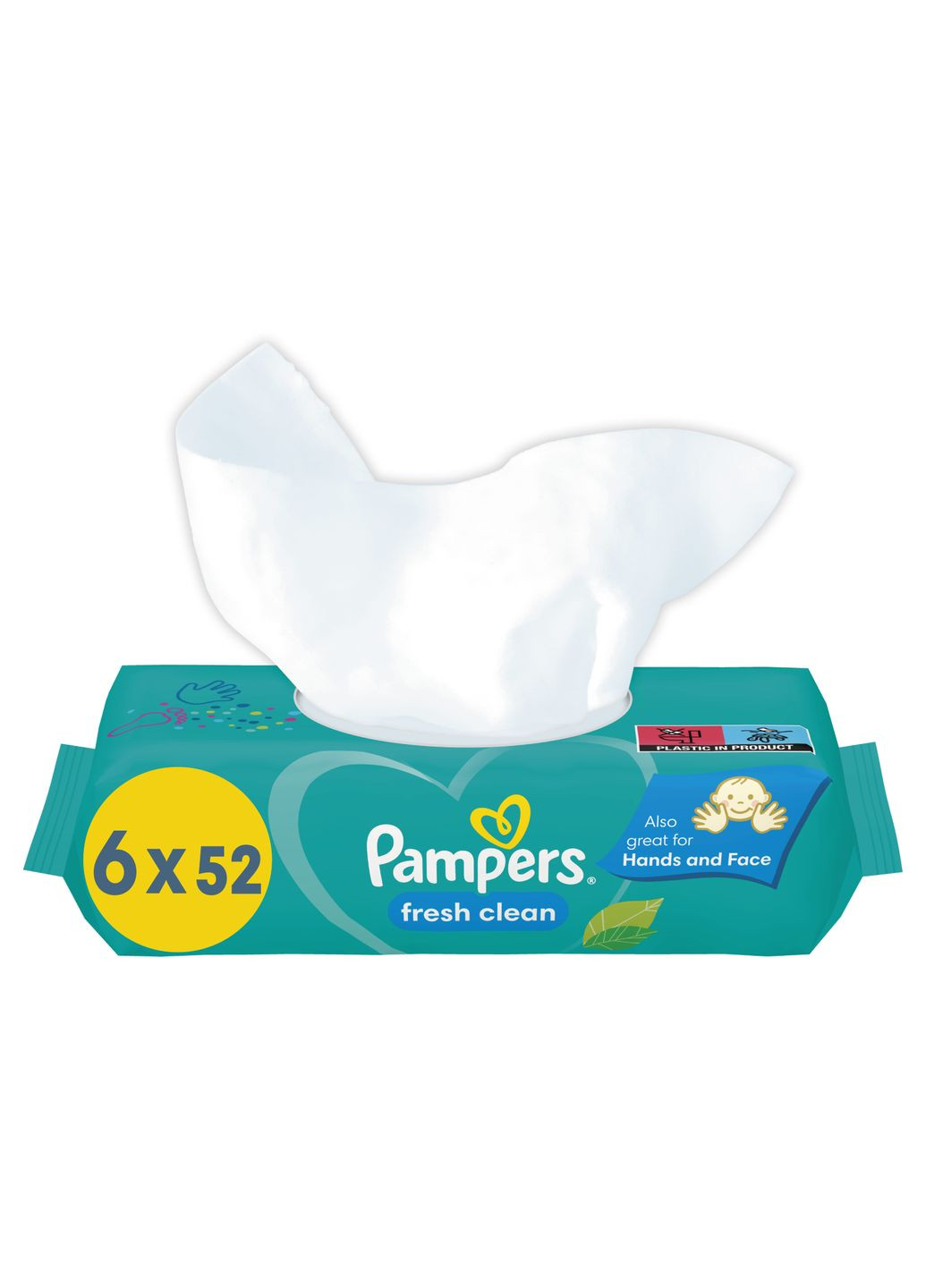 Детские влажные салфетки Fresh Clean, 312 шт. (6 уп. по 52 шт.) Pampers (332943826)