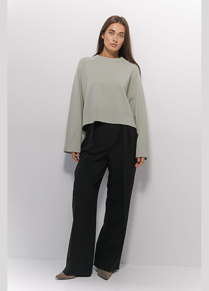 В'язаний жіночий джемпер з широкими рукавами світло-фісташковий Arjen (304251290)