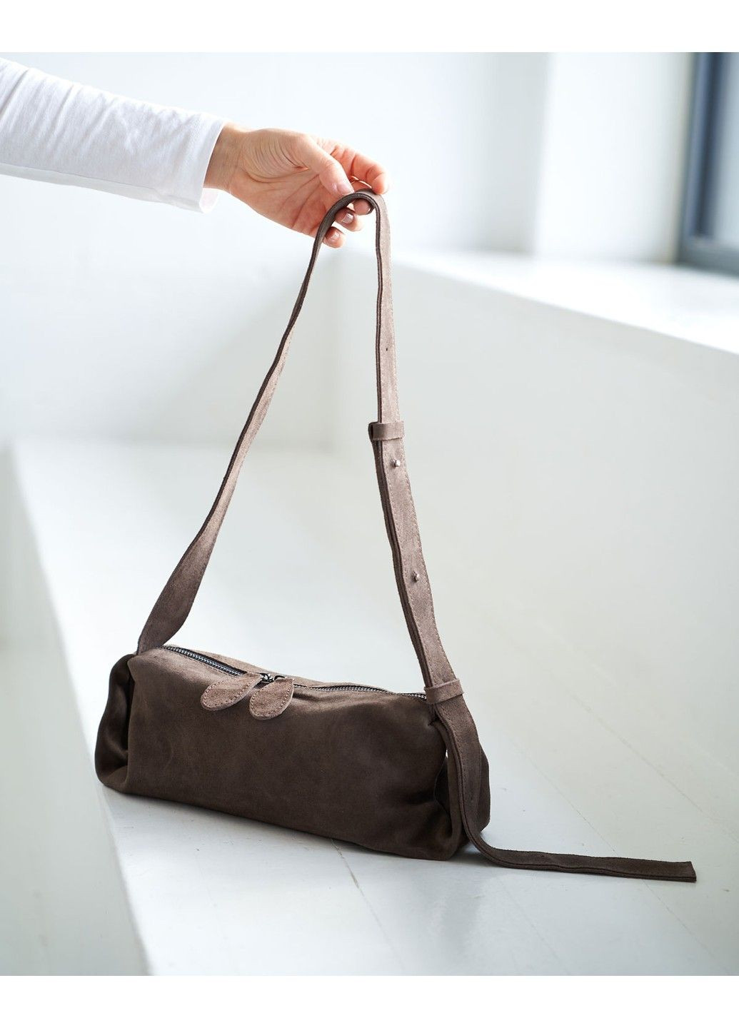 Кожаная замшевая женская сумка «Мэй» серая WeLassie (315688624)