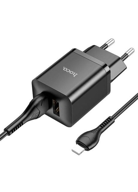 Комплект блок и кабель N25 Maker (2 USB) Lightning 6931474782090 черный Hoco (279554520)