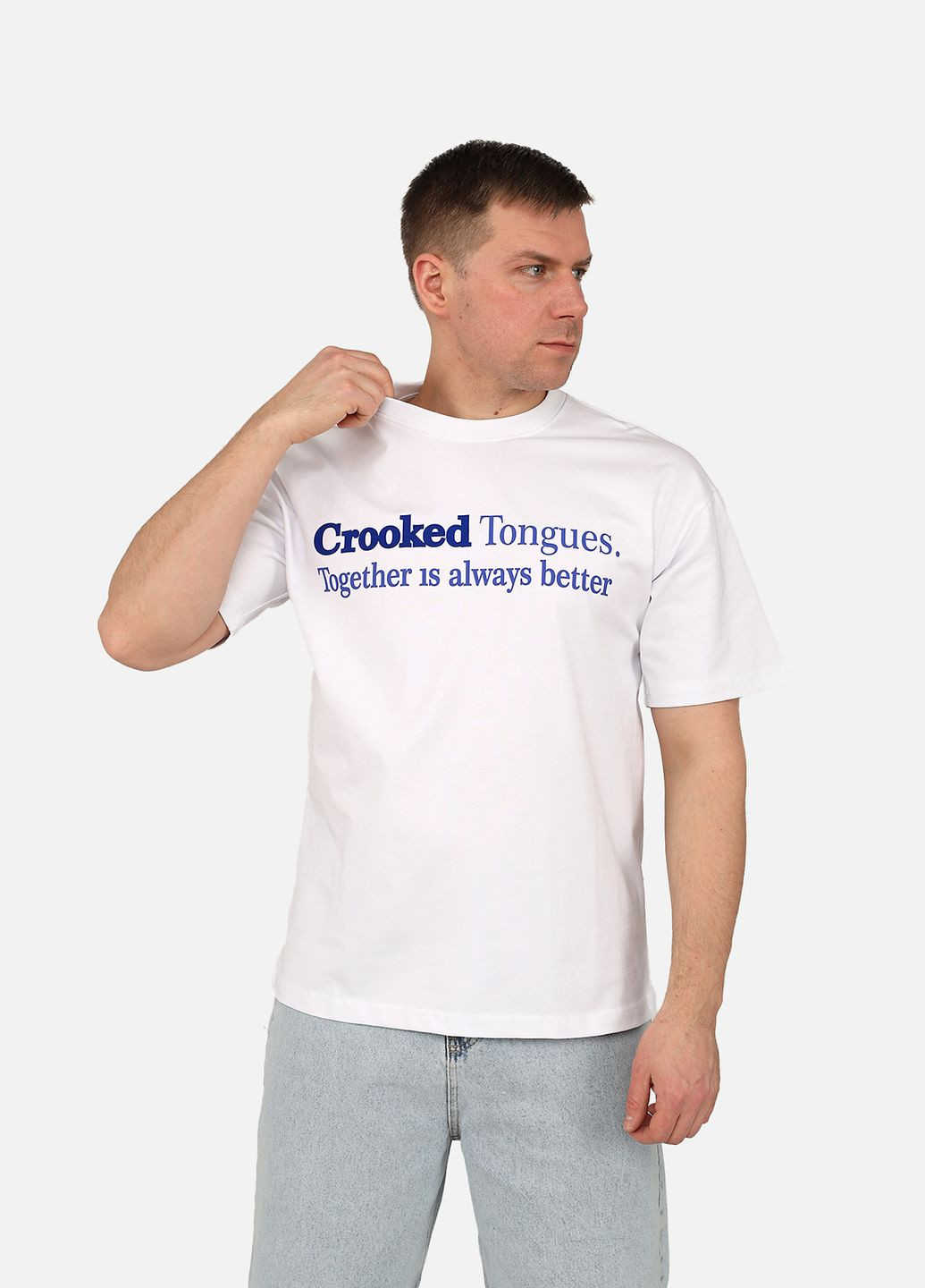 Белая футболка с коротким рукавом мужская цвет белый cb-00271523 LEMOS