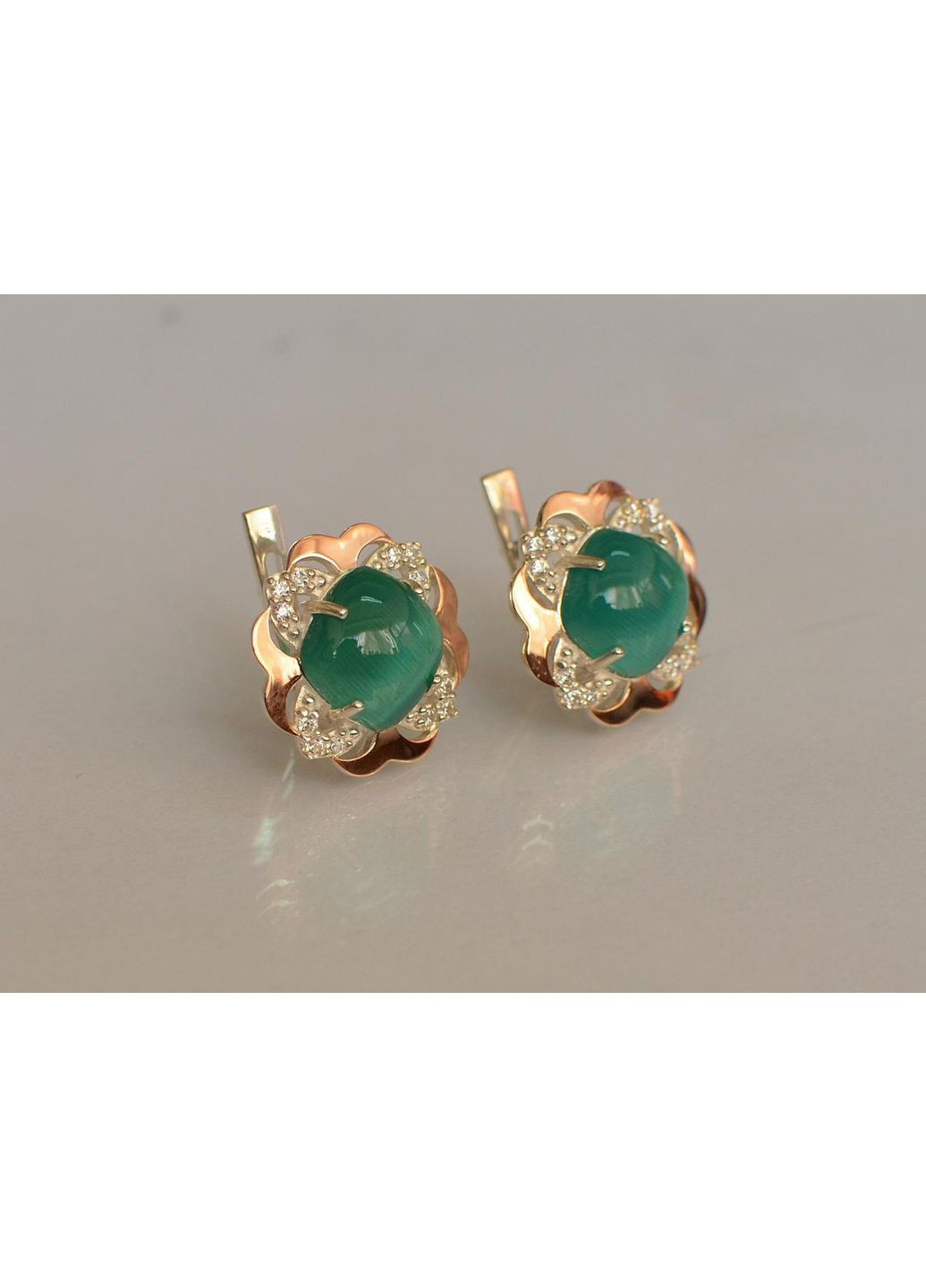 Срібні сережки з золотими вставками Silver Style (367112459)