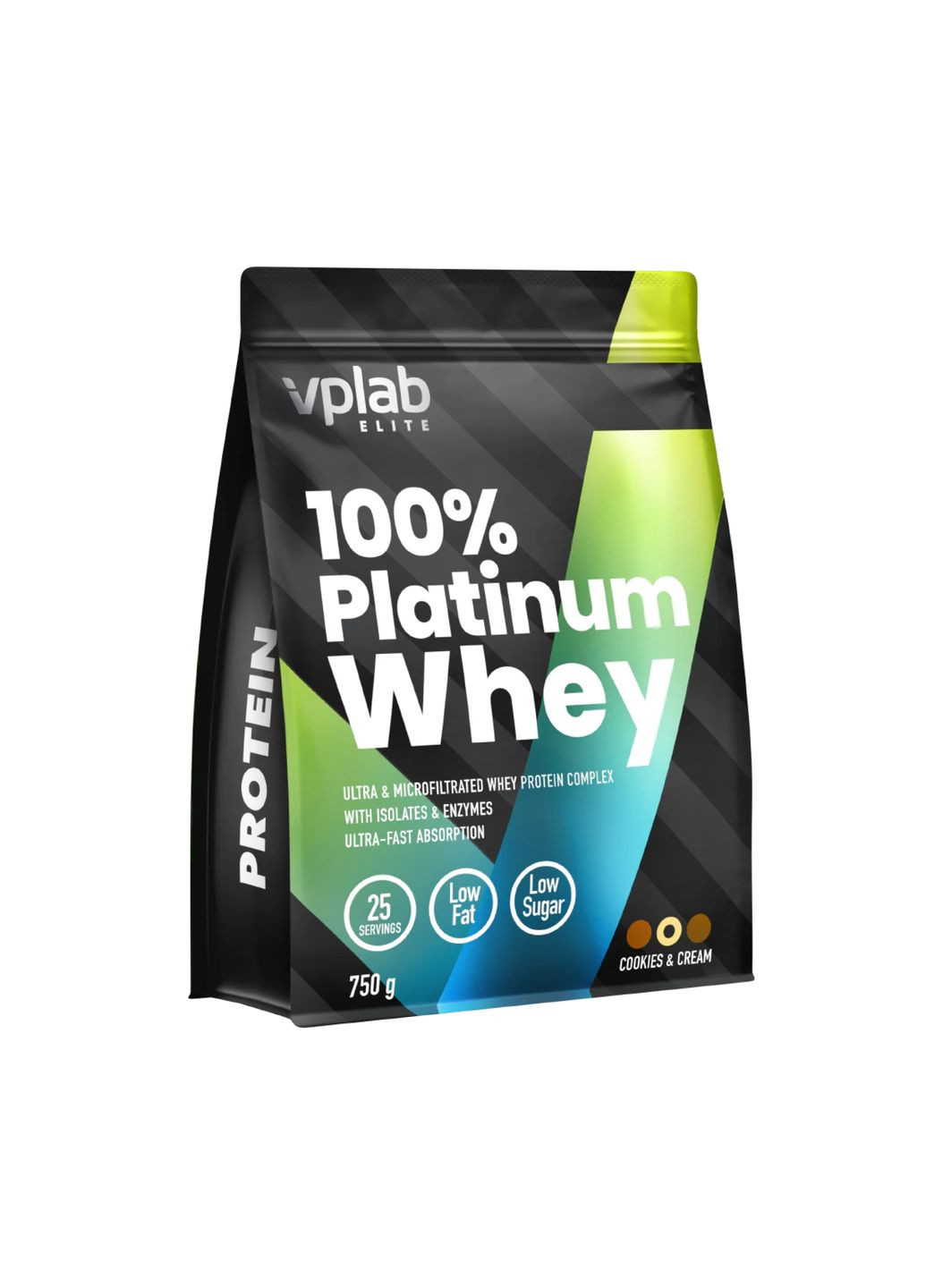 Сироватковий протеїн для чоловіків 100% Platinum Whey 750г Печиво Крем низький жир і цукор VPLab Nutrition (370299622)