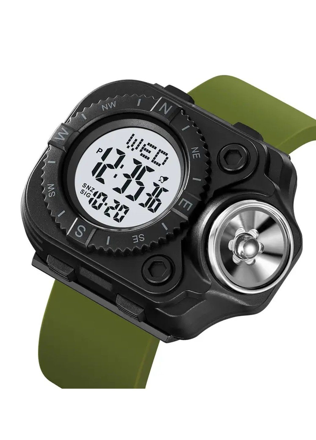 Чоловічий наручний годинник з ліхтарем 2187 Зелений з білим циферблатом Skmei (314483263)