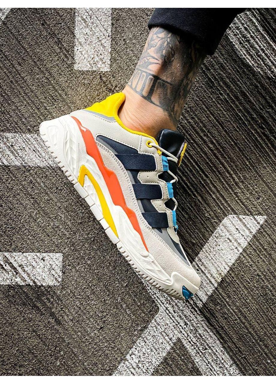 Комбіновані Осінні кросівки чоловічі adidas niteball cream white collegiate navy адідас найтбол No Brand