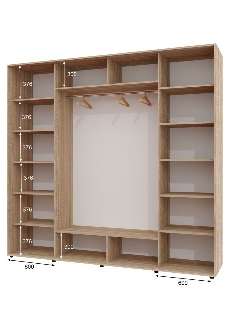 Шафа-купе тридверна 270*60*240 см Дуб Сонома 3 двері Дзеркало ШК-05 Алекса (360478730)