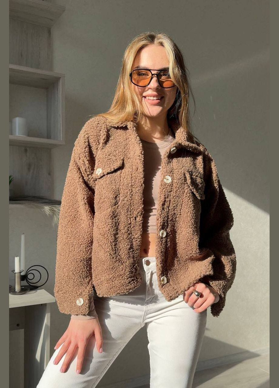 Темно-рожева куртка-сорочка teдді No Brand