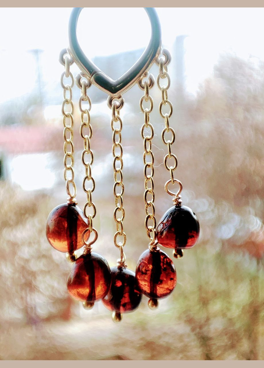 Серьги 2453 из натурального янтаря коньячных оттенков MINOV (311310464)