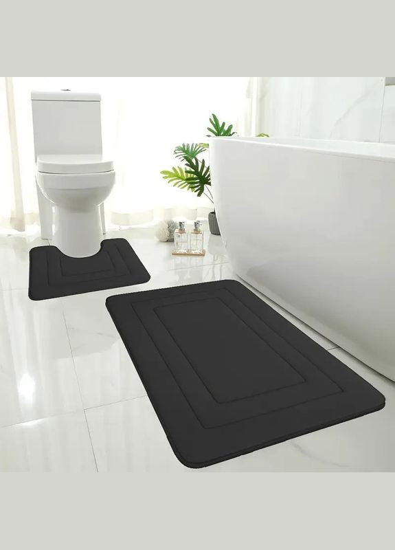 Набор 2-х ковриков для ванной с эффектом памяти "KVADRO" Антискользящий Водопоглощающий (7802652) No Brand (365280657)