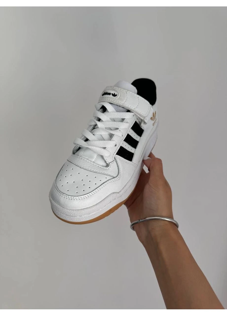 Белые демисезонные кроссовки мужские adidas forum white/black gum адидас форум белые No Brand