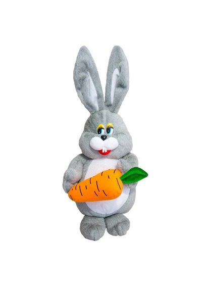 М'яка іграшка Заєць із морквою сірий для дітей від 3 років плюшева іграшка для гри ProDobro (366030497)
