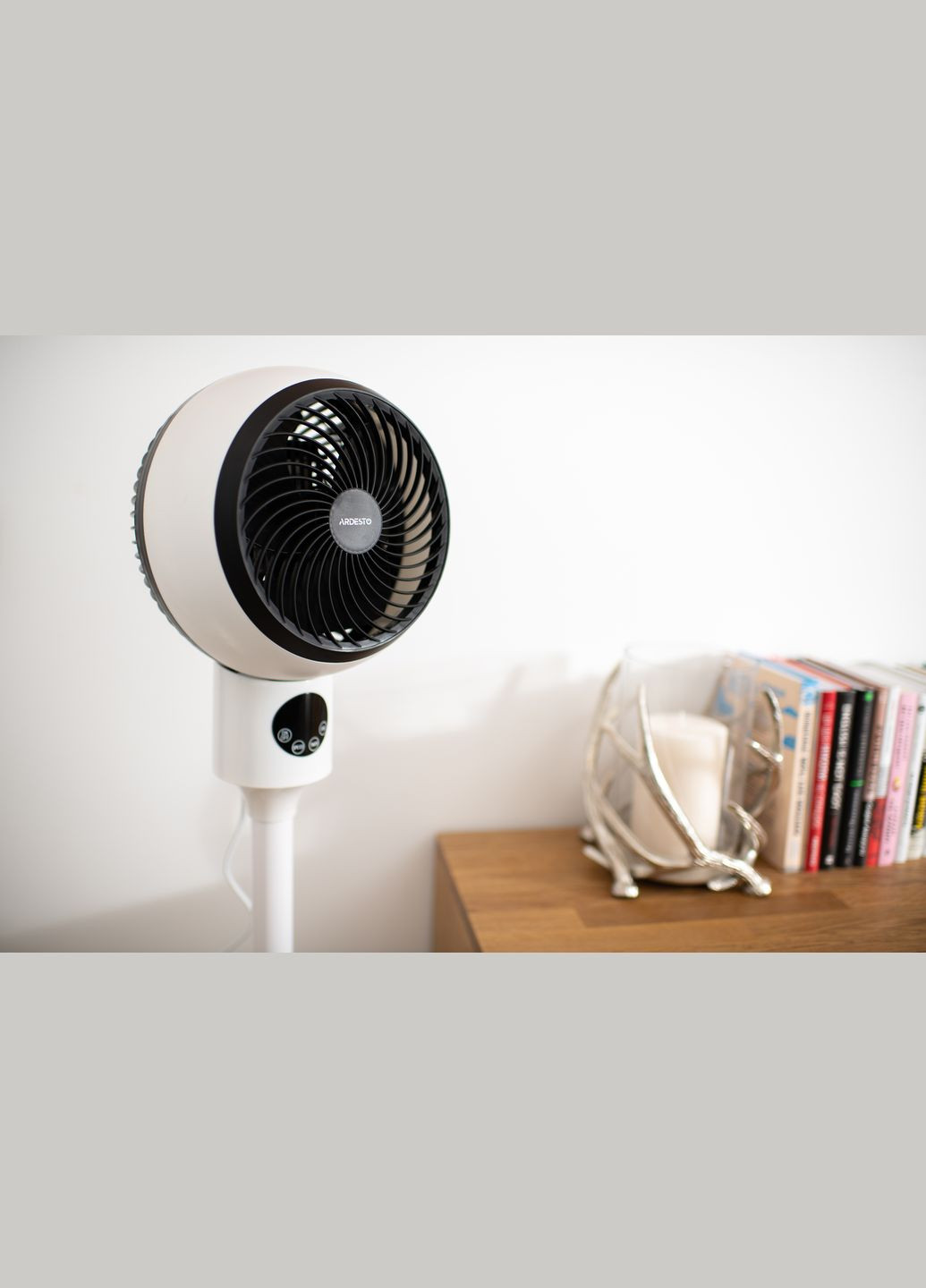Вентилятор напольный, 50Вт, пульт ДУ, дисплей, черно-белый. Ardesto (333317118)