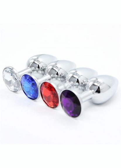Анальна пробка L 4 см сталева із круглим каменем Swarovski SUPER BIG Plug дуже велика Фіолетовий Focus (303881570)