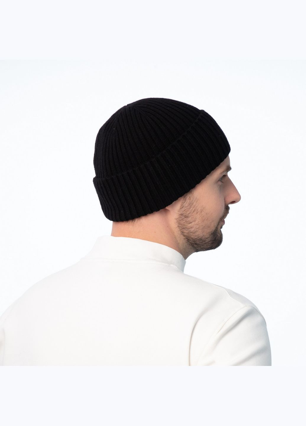 Шапка по голове мужская шерсть с акрилом черная RONALD 225-411 LuckyLOOK 225-411m (289358401)