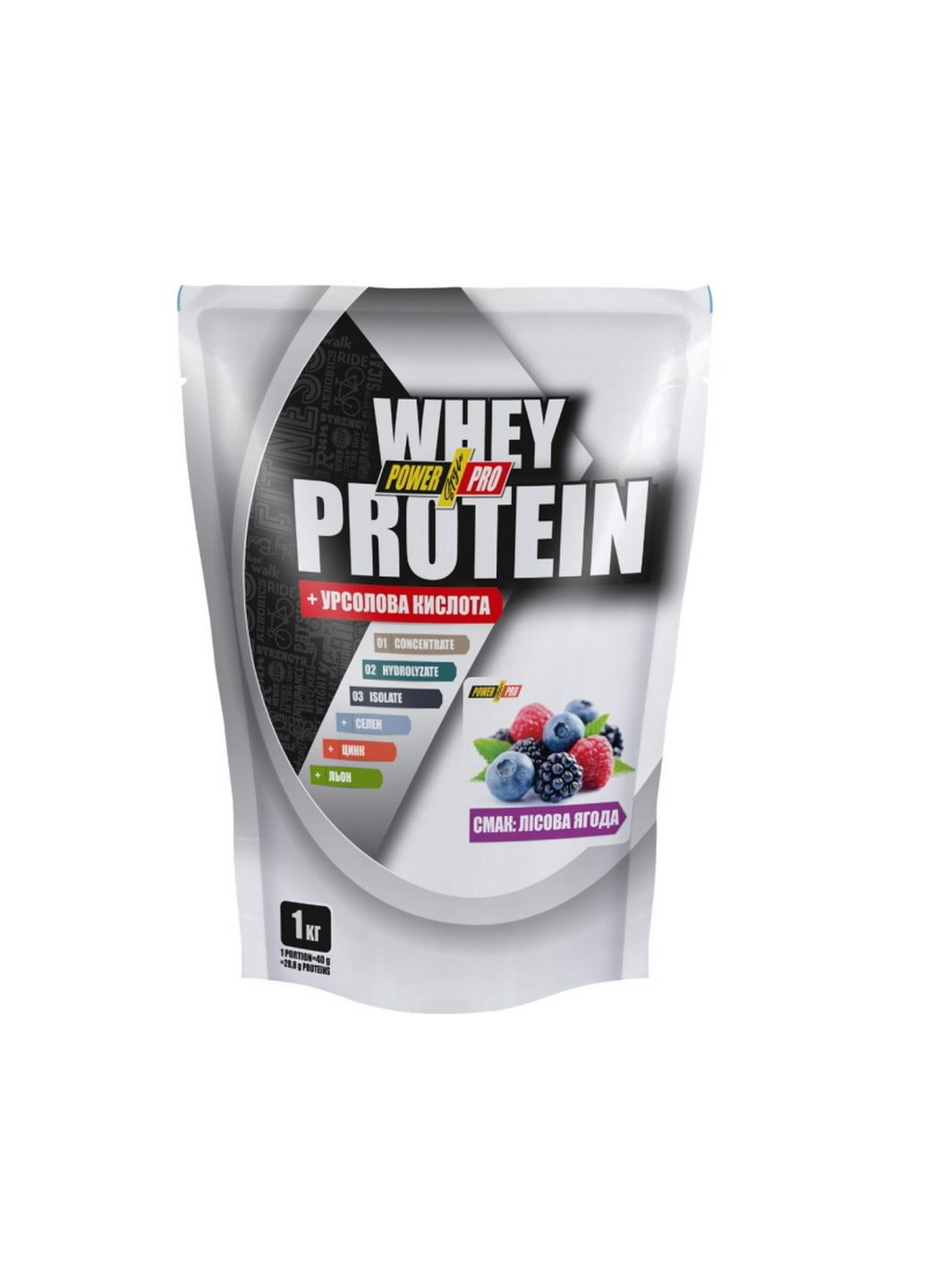 Протеїн Whey Protein, 1 кг Лісові ягоди Power Pro (293341541)