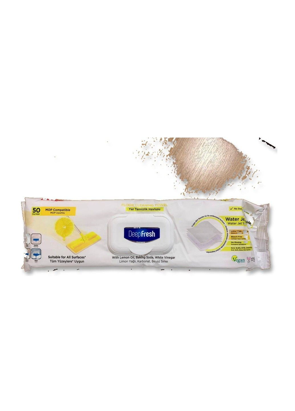 Deep Fresh lemon влажные салфетки для мытья пола, большие, 50 шт — без разводов, совместимы со шваброй Swiffer (356112404)