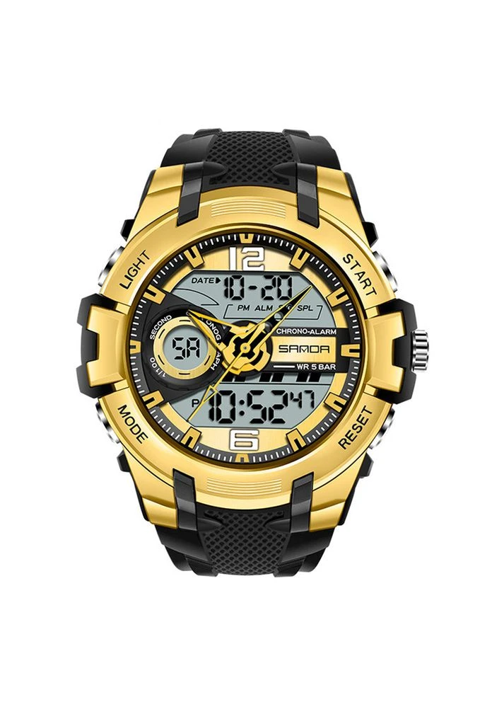 Чоловічий спортивний наручний годинник 6015 Black-Gold Sanda (387406367)