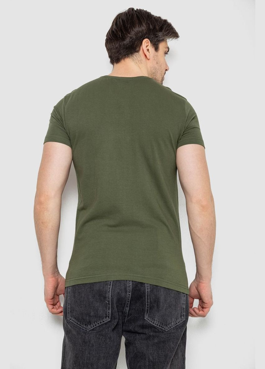 Хаки (оливковая) футболка мужская однотонная базовая черная размер 4xl (sku_244r2408) с коротким рукавом No Brand