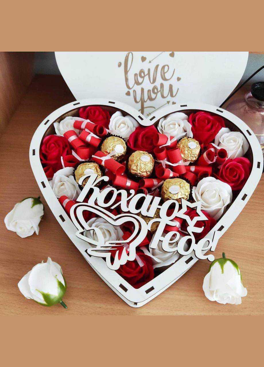 Бокс серце з цукерками Ferrero і 101 причиною «Чому я тебе кохаю» (ar58) No Brand (315888822)
