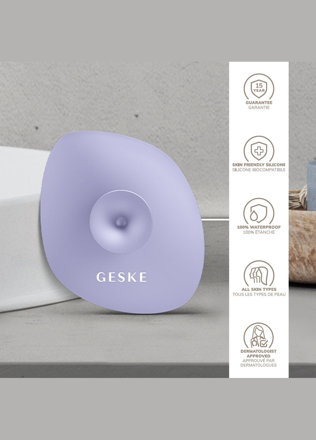 Щітка для обличчя Facial Brush 4в1 з тримачем purple GESKE (341526299)