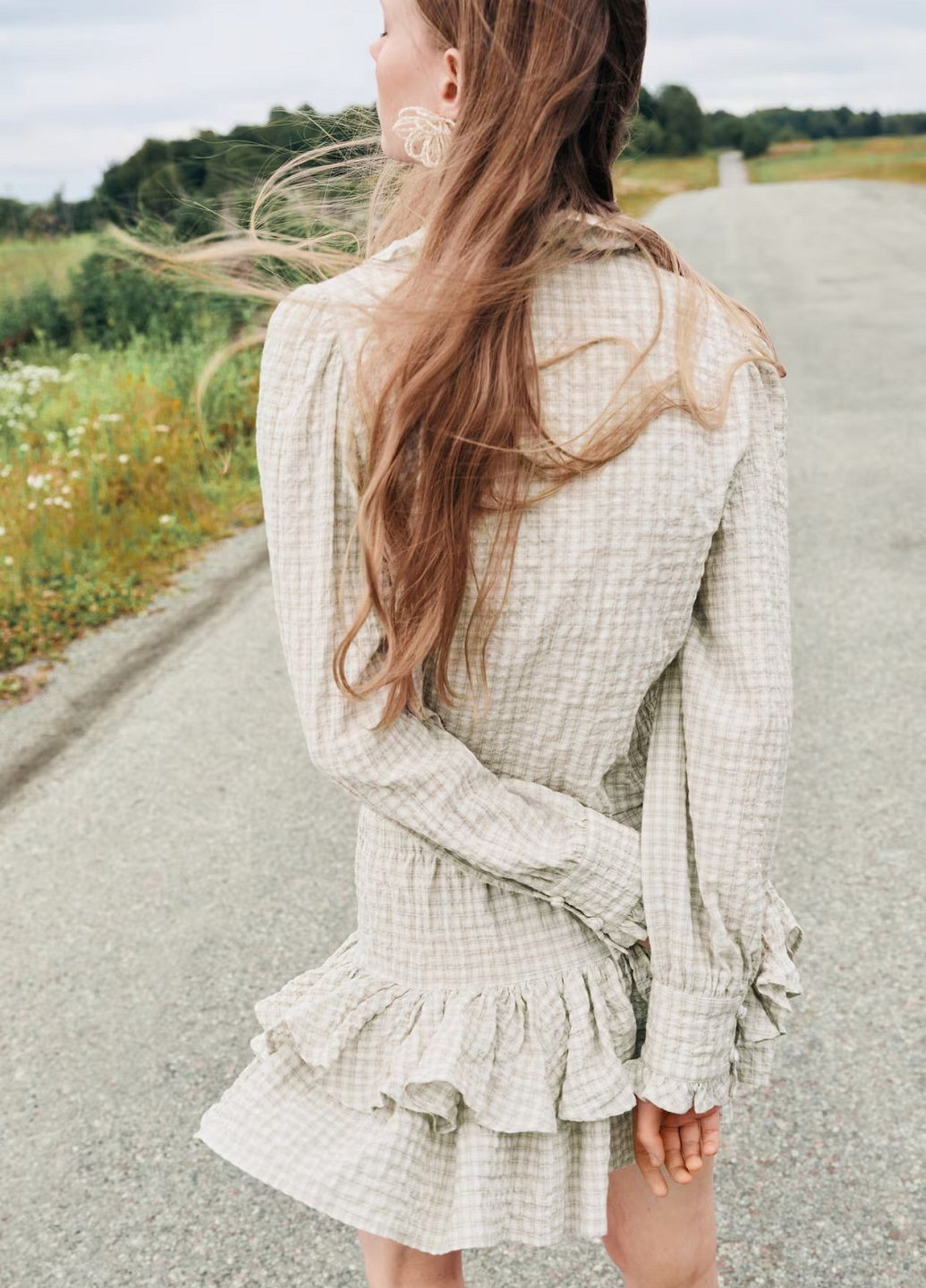 Светло-зеленая кэжуал в клетку юбка H&M