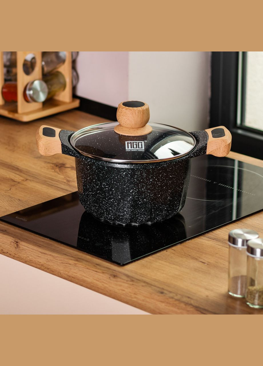 Кастрюля алюминиевая с антипригарным покрытием 3 л, черный MGC (322771181)