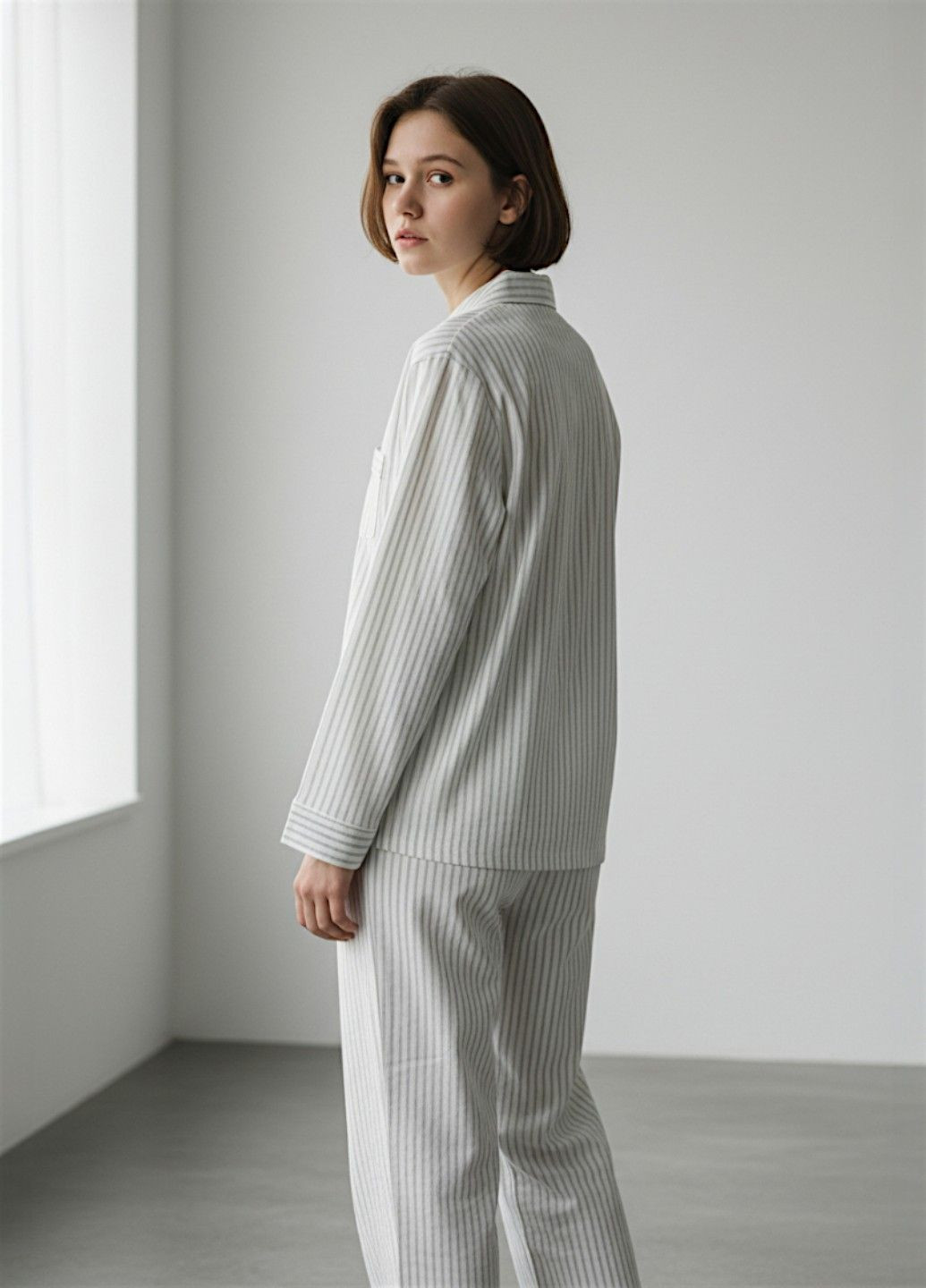 Серая всесезон женская пижама twill boyfriend pyjama set комплект для дома и сна серый (8243) рубашка + брюки Primark