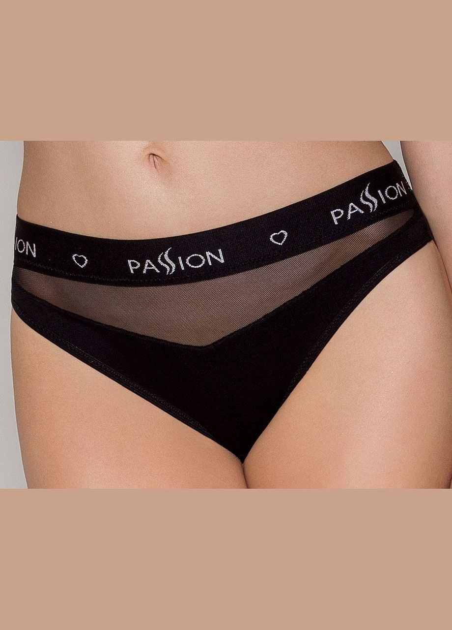 Чорний демісезонний трусики з прозорою вставкою ps006 panties black, size Passion
