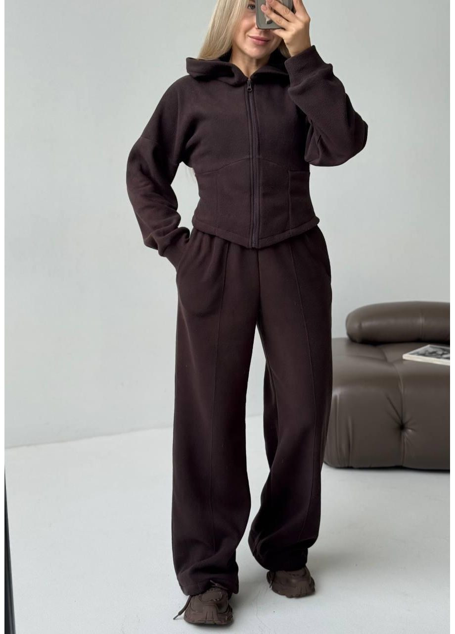 Костюм женский флисовый двойка теплый на зиму с капюшоном приталенный. JUGO Hype brand 0152 (366571161)