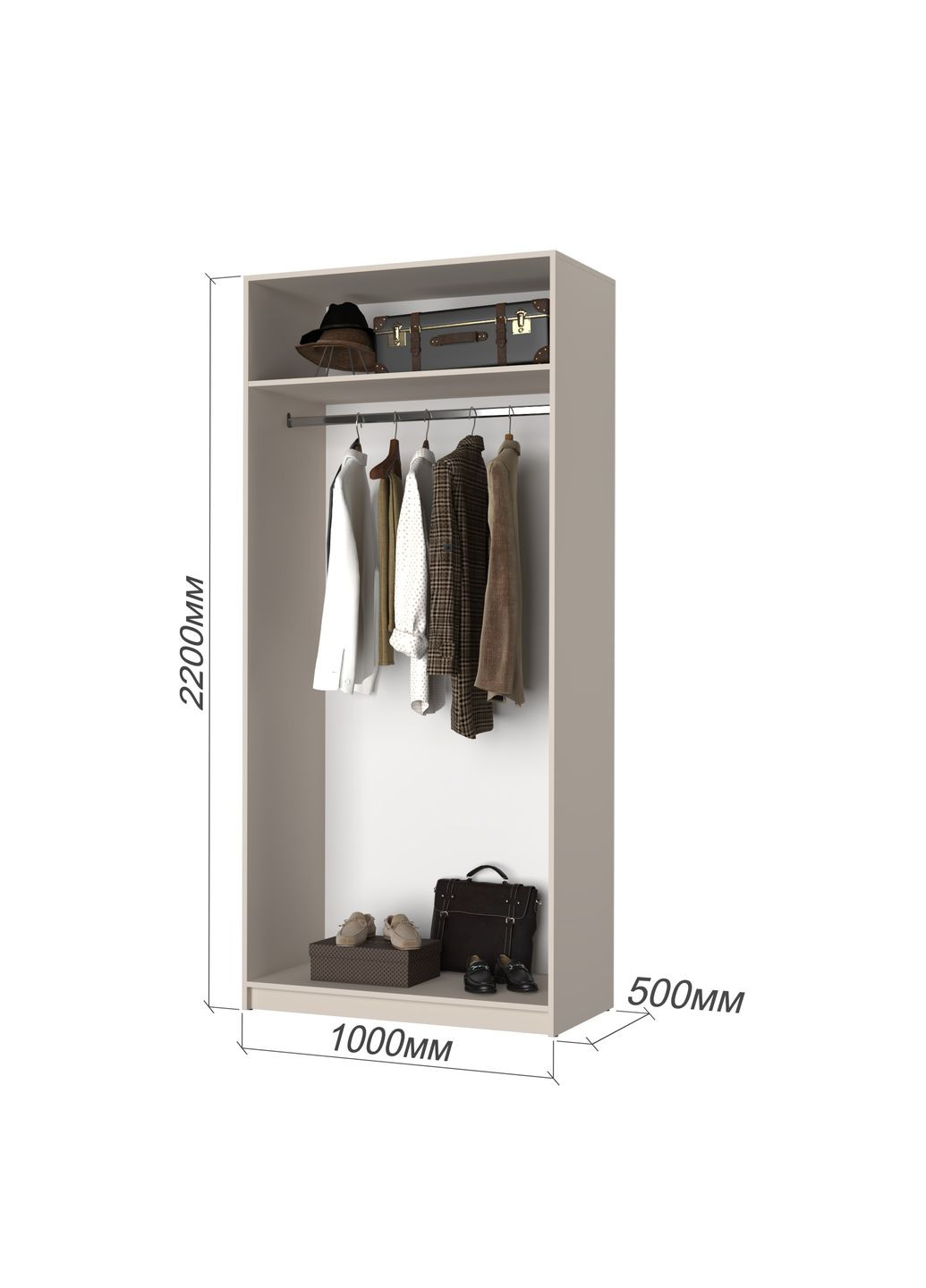 Шафа 2-дверна Оскар ДСП BG, стандарт 100x52x220 см Аляска сірий (MBS-4479) MebelStar (366427308)