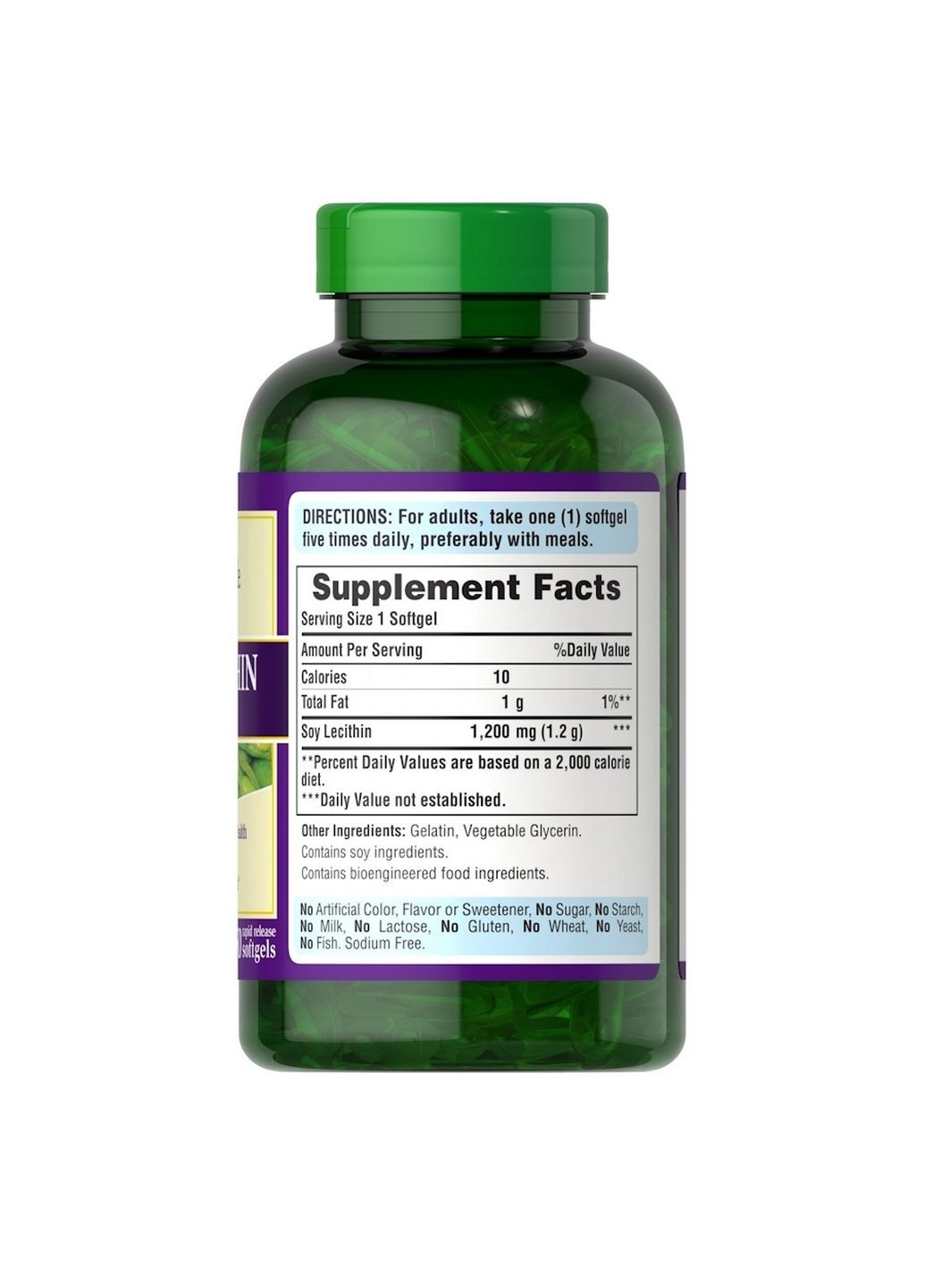 Натуральная добавка Soy Lecithin 1200 mg, 250 капсул Puritans Pride (293482798)