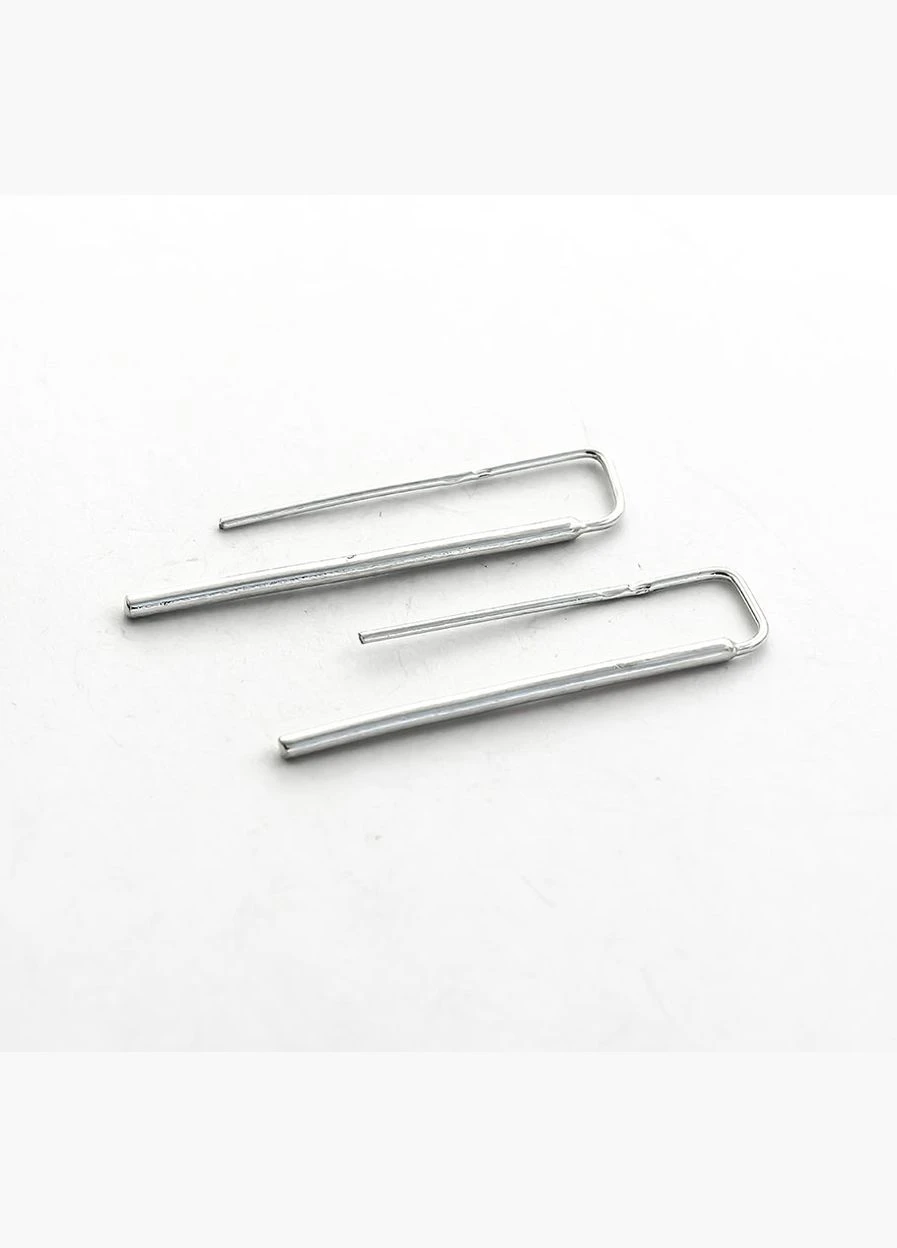 Сережки минимализм трубочка 8787 Maxi Silver (337133497)