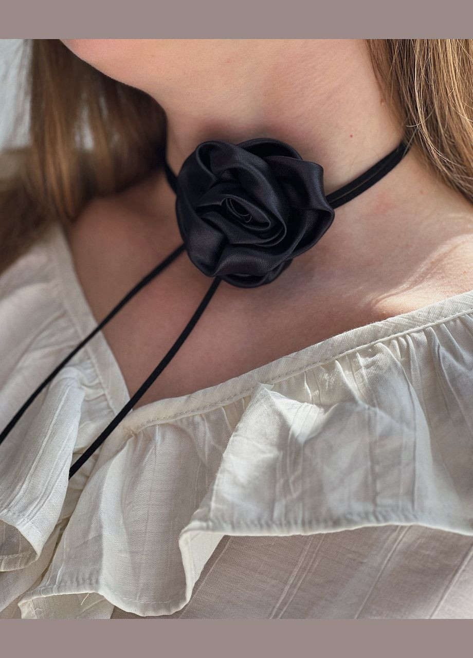 Чокер квітка чорного кольору на шнурку D.Hats текстиль (285710725)
