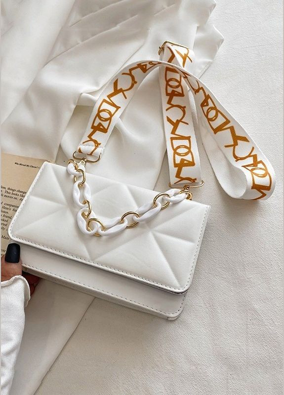 Женская классическая сумка 10277 на ремешке белая No Brand (282960199)