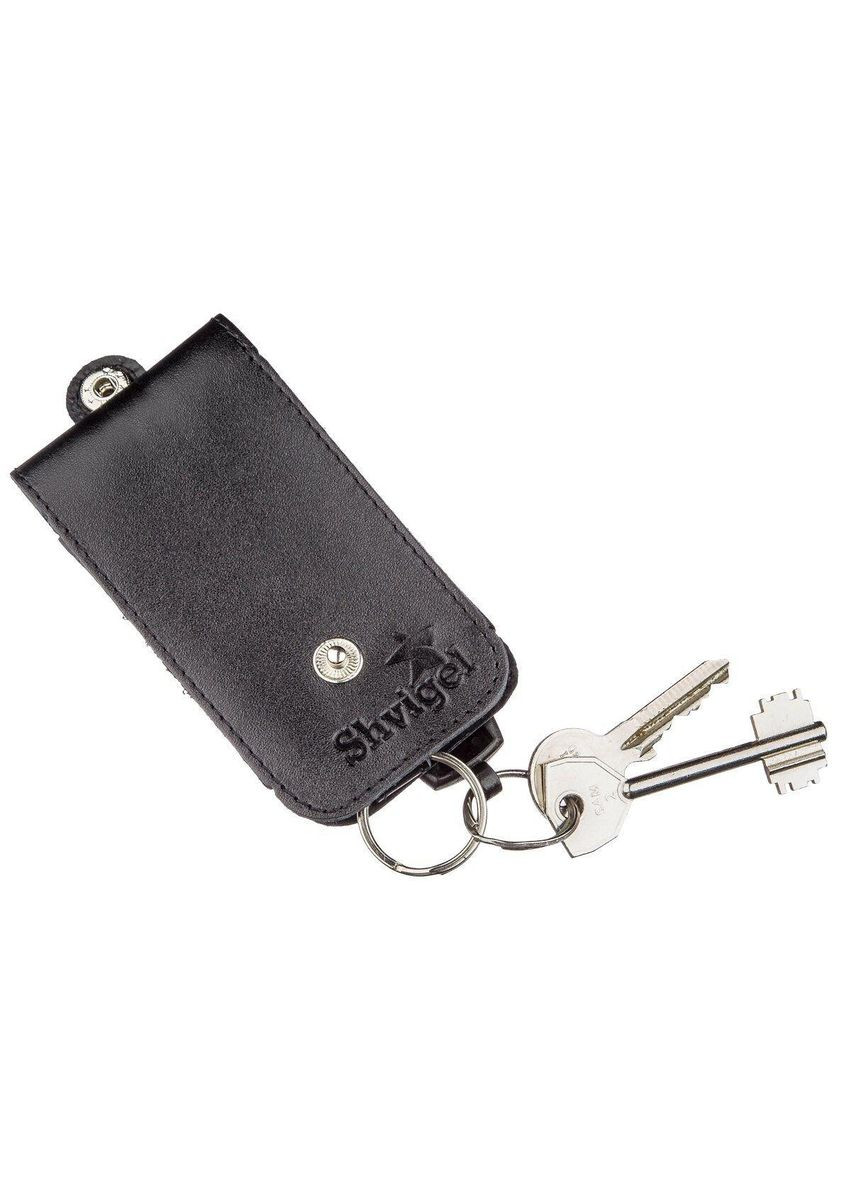 Компактная кожаная ключница с черным хлястиком 13988 Shvigel (362417660)