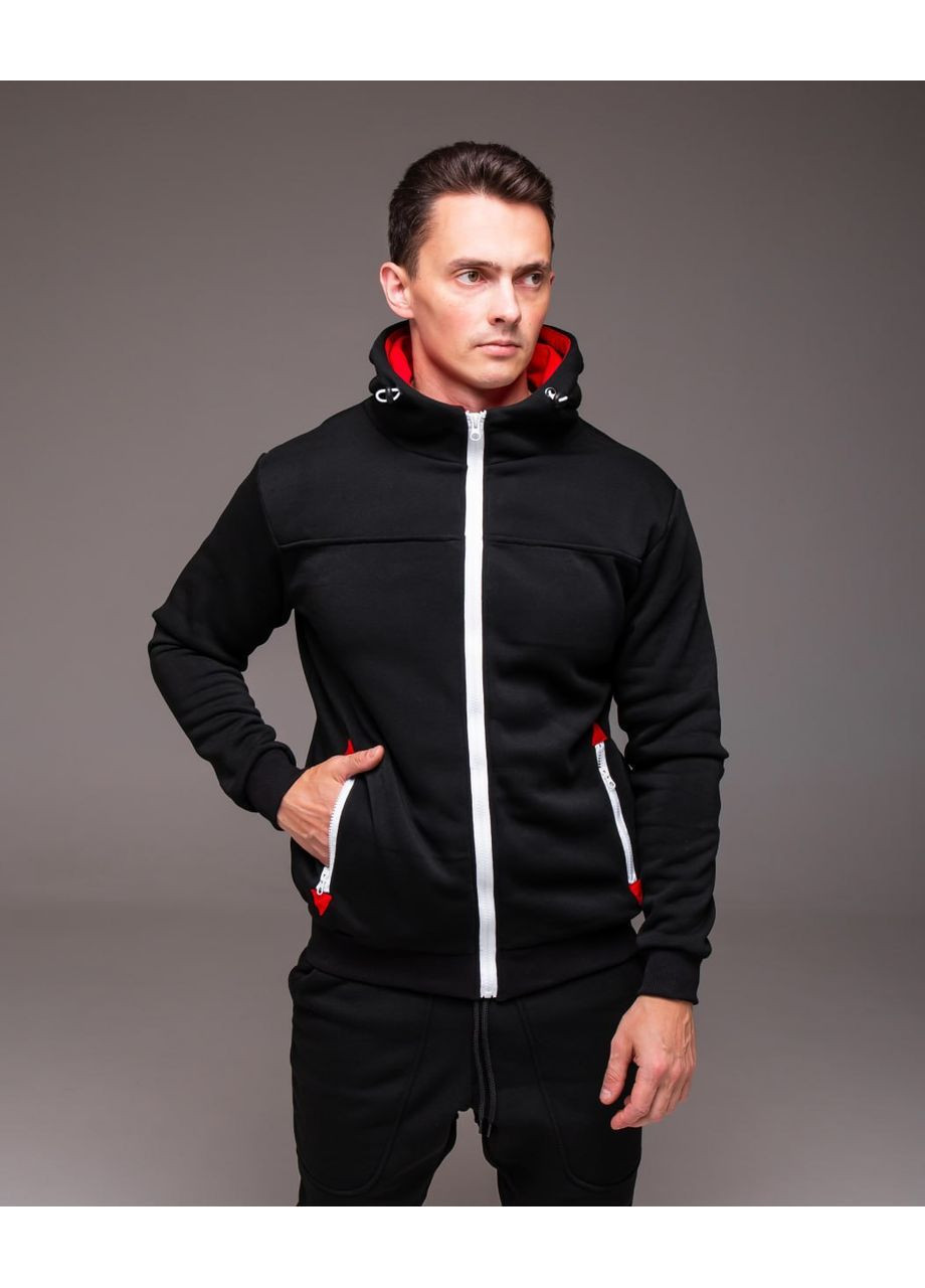 Мужская кофта на флисе с красными вставками No Brand (364859722)