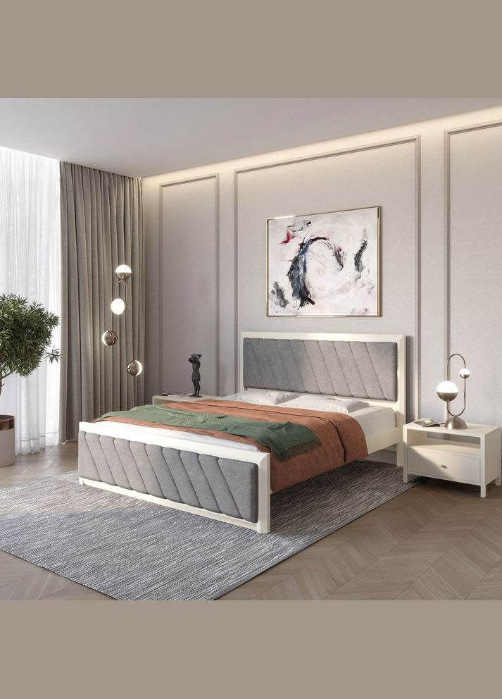 Односпальная деревянная кровать Барселона Б6 (S0505Y30R)/Аляска 93 (Серый) 90х190 см (MBG-14450) Mebigrand (366086034)