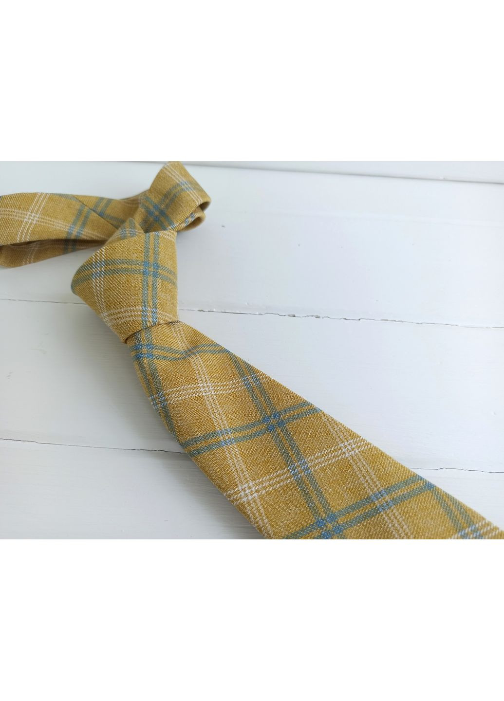 Желто-голубой галстук в клетку Major Style (351892219)